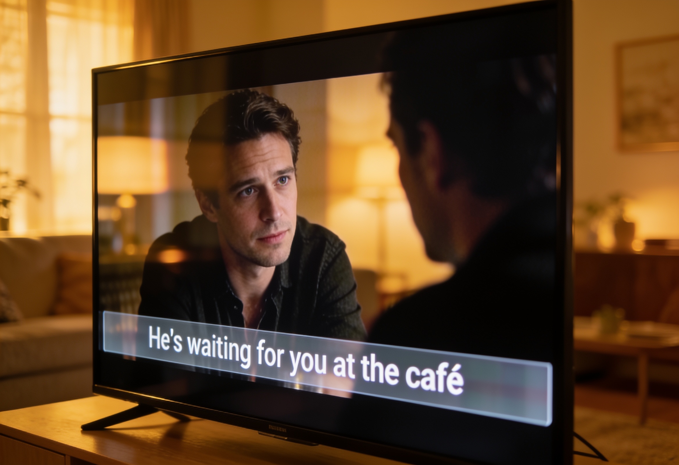 Closed captions on a television